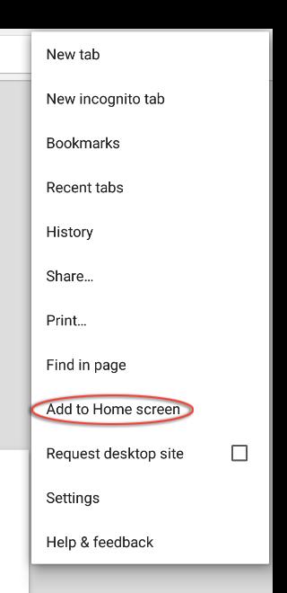 Live Connect Mobile 2. Select the Add to Home screen option. 3.