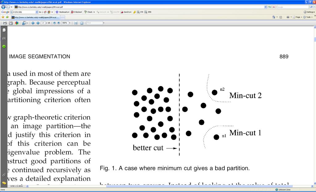Problem with min-cut The weight of a cut is proportional to number of edges in the cut; tends