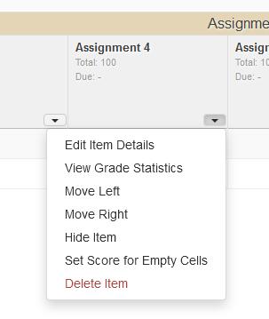 NOTE: Gradebook Items created in Assignments, Test & Quizzes, or Forums can only be entered from within the specific tool.