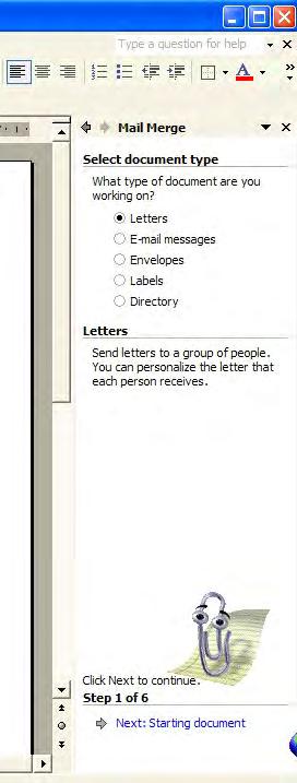 6. The next screen allows you to set up your letter.