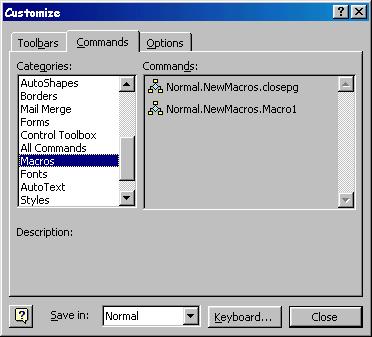 From this list you can also choose to reset the toolbar to its default settings, and open the Customise dialog box. 18.6. Assigning a Macro to a Toolbar Button Follow these steps: 1.