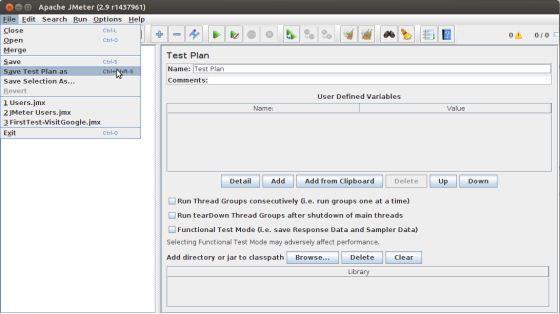 Step 5: Save the Test Plan You can save an entire Test Plan by