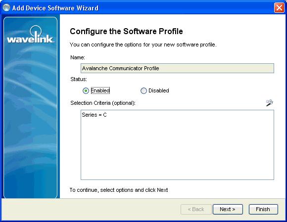 9 Figure 2-2. Configure the Software Profile 3 If desired, enable the software package and configure selection criteria.