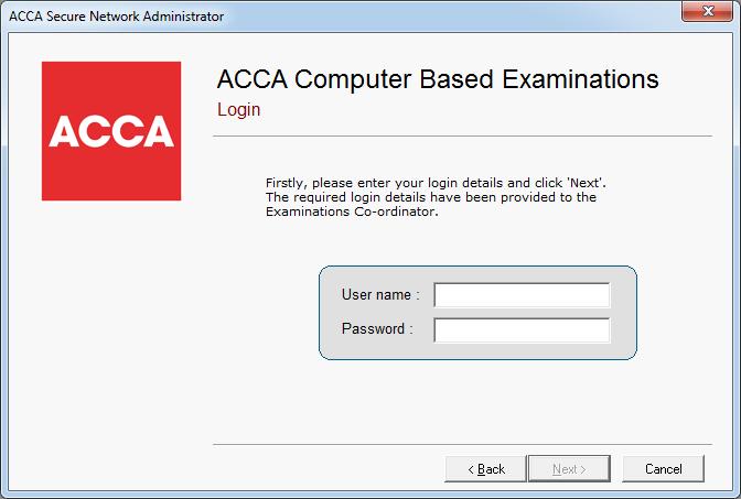 3) Enter the login details used previously to access the Online Administration System. These are available from the Examinations Co-ordinator.