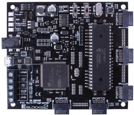 Upstream - BL0080-8-Bit PIC Multi-Programmer Board Layout 1. DC Power Jack 7.5-12V 2.