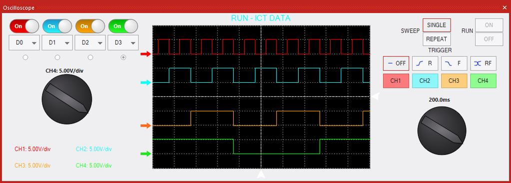 Ghost - In Circuit Test (ICT) using Flowcode ICT data can be seen on the Data Recorder and Oscilloscope windows.