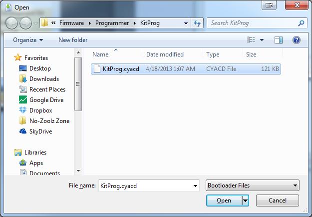 cyacd file, which is installed with the kit software.