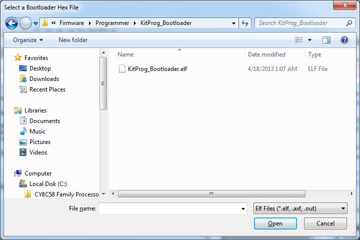 Advanced Topics Figure 6-44. Selecting KitProg Bootloader File 3.