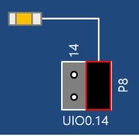 14 can be connected to the 22th pin(14) of JP1 or the user-defined LED.