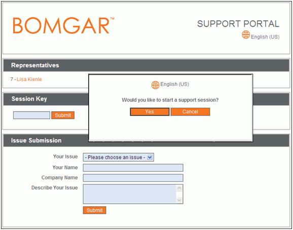 You can give customers the URL to the configured Bomgar Support Portal for