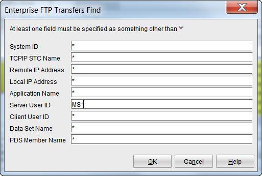 1.22 Enterprise FTP Transfers FIND Displays performance metrics for all FTP transfers matching