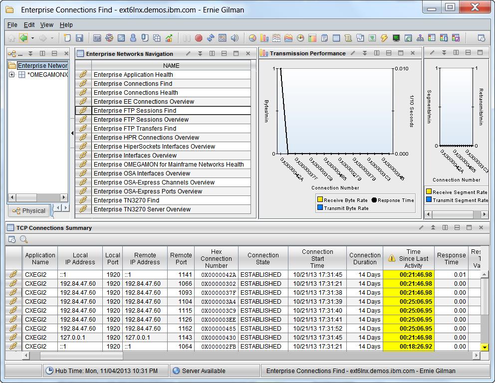 1.23 Enterprise Connections Find Displays performance metrics for connections matching