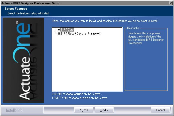 If customizing your installation, select features to install, as shown in Figure 1-7. Then, choose Next.