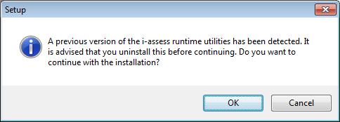 If a previous version of SNA or i-assess runtime utilities is detected, please ensure this is uninstalled. For full instructions please see Appendix 1.