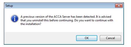 ACCA Server is detected, please ensure this is uninstalled.