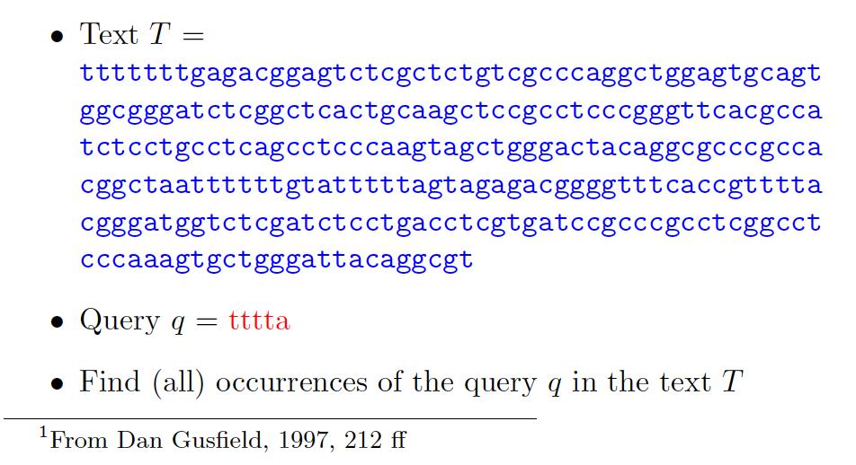 Preprocessing Strings For exmple, text T might e genomic sequences nd the queries