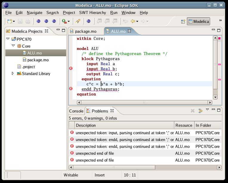 4 ARCHITECTURE 26 Figure 10: Modelica Perspective 4.3.2 Modelica Projects Browser The ui plugin contributes a Modelica projects view. The view is largely inspired by the Java package browser.