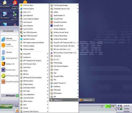 Installing and Running NetBeans» Running NetBeans On Windows XP, choose