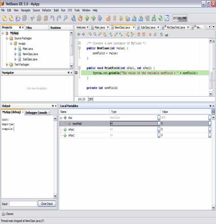 Java Applications» Compiling, Running and Debugging a Project» Debugging a Project» Local Variables Window The Local Variables window lists the local variables in the current call.