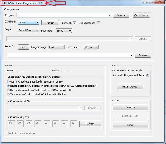 - Step 1: make these actions: 1) Check and/or select appropriate COM port (green circled).