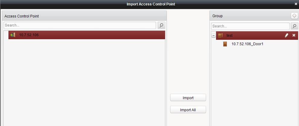 1. Select a control point on the Group panel. 2. Click the / icon to enter the Edit Access Control Point panel or to delete the control point. 7.3 
