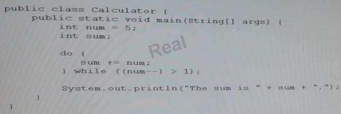 What is the result? A. The sum is 2 B. The sum is 14 C. The sum is 15 D.
