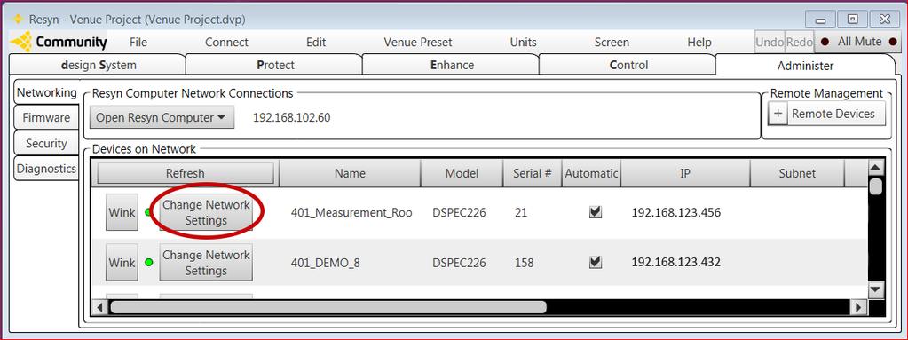 Page 14 Verify dspec IP Address Configuration To re-enable an automatic IP addresses IP on dspec go to the Administer Firmware screen and