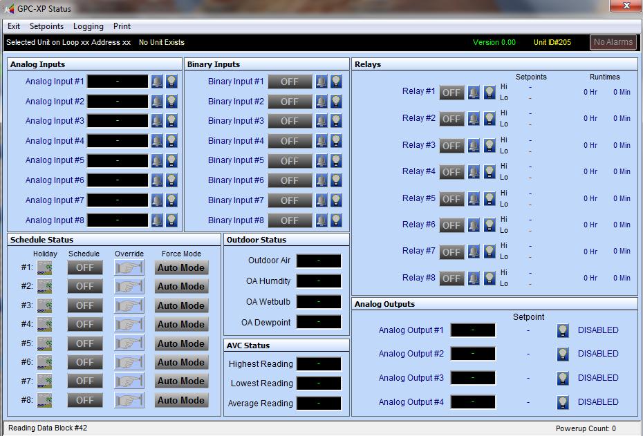 Section 3: GPC-XP Navigation & Status GPC-XP Controller Status Screen GPC-XP Controller Status Screen Figure 8 below depicts the GPC-XP Controller Status Screen when you first access it with the