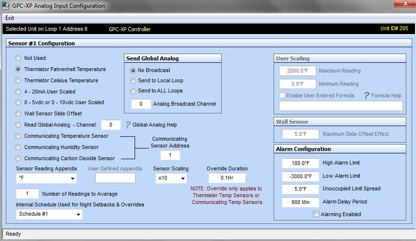 Section 4: Configuring Analog Inputs Analog Input Configuration Screen Configuring Analog Inputs Left-click in the data entry field in the Analog Inputs Window to open the Analog Input Configuration