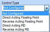 Figure 53: Analog Output Configuration Window Control Type Field The following are the control options available (Figure 54 below):