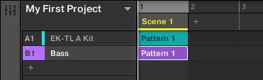 Creating a Song Using Scenes Creating Clips in the Arranger But you could also compose Scenes Group by Group, by first selecting a particular Group (for example, the drum kit), filling a few Scenes