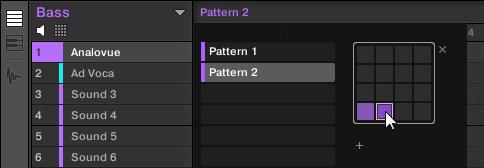Creating a Song Using Scenes Creating Clips in the Arranger 3. Click the desired Pattern from the drop-down menu in the Pattern Editor to select it.