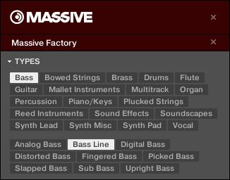Click Bass Line in the Sub-Type section to further narrow our search. You can now load a bass preset by double-clicking its entry in the result list below.
