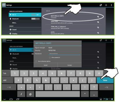 touch the keys on the on-screen keyboard