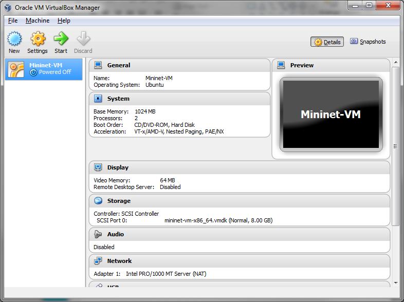 VirtualBox: Select the imported VM