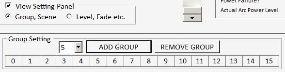 You can set group more than one for one DALI slave. 1 2 RESET Button GUI shows "RESET" button with checking "View Setting Panel" check box. You can reset DALI slave with pushing "RESET" button.