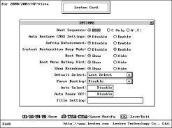5.2 Option Menu Figure 31 1. Boot Sequence: BIOS(default)/C only / A, C BIOS: the boot sequence will follow the setting in the BIOS. C only: Computer boots from C.