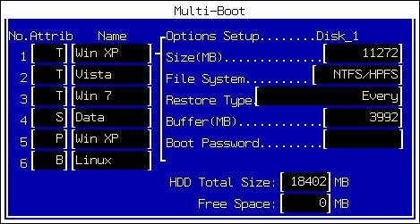 Once the partitions have been saved, they cannot be changed anymore. To change or repartition the HDD, you have to reinstall Juzt-Reboot or use Juzt-Reboot Multi-Boot functions. Driver Version 10.