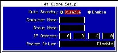 15.1. Net-Clone Setup Before running Net-Clone, ensure that you have configured the correct type of network adapter in the Juzt-Reboot Net-Clone Setup menu.