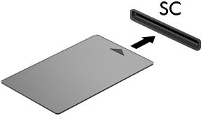 Inserting a smart card 1. Hold the card label-side up, and gently slide the card into the smart card reader until the card is seated. 2.