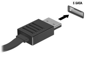 Connecting an esata device CAUTION: To reduce the risk of damage to an esata port connector, use minimal force to connect the device.