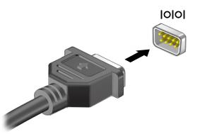 2. Connect the device cable to the serial port to the computer. 3. Turn on the computer.