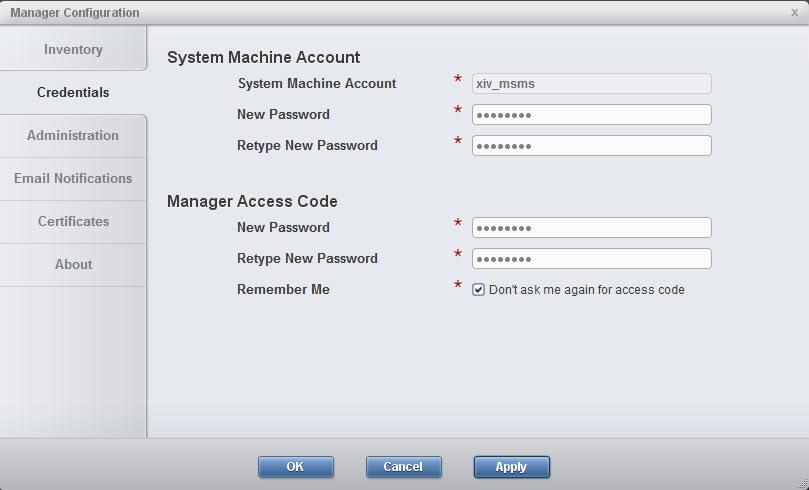 Figure 5. The Remember Me checkbox 4. On the same screen, determine a new password for the Systems Machine Account (this is a system user that monitors it on the IBM Hyper-Scale Manager).