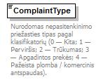 source <xsd:complextype name="complaintinfo"> <xsd:sequence> <xsd:element name="complainttype" type="complainttype"> <xsd: xml:lang="lt">nurodomas nepasitenkinimo priežasties tipas pagal