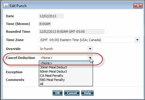 Note: The time selected must match the time set to automatically deduct through the work rule. 8. Click Save.