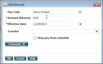 Transferring Labor Account, Job, or Work Rule Managers can transfer time, duration, or a pay code to a different labor level, job, or work rule.
