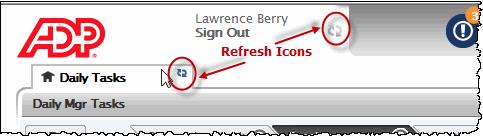 Refreshing the Workspace To refresh, do the following: 1. Click one of the refresh icons located on the workspace.