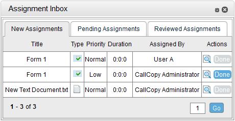 Assignment Inbox Widget Overview The Assignment Inbox widget can be accessed by up to 200 simultaneous users. It displays messages that are generated when: An evaluation is completed for you.
