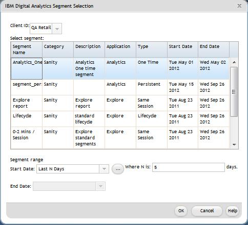 The IBM Digital Analytics Segments option is aailable only if IBM Digital Analytics and Campaign are integrated.