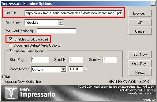 2. Auto-download PDF documents from URLs Now Impressario can display PDF documents that are located on the Internet and PDFs can contain hyperlinks to other PDFs that are URLs.